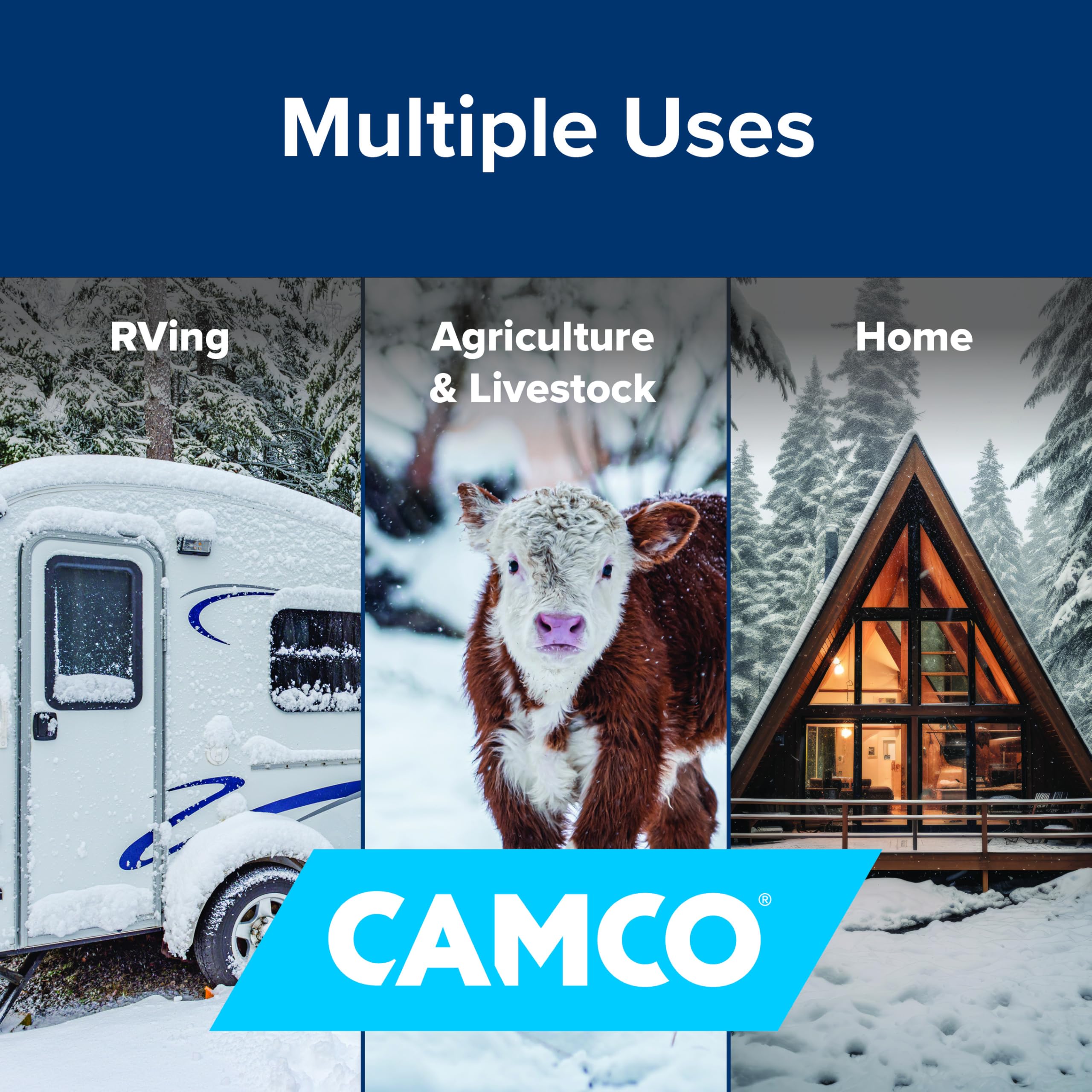 Camco 5/8 inch ID hose with rugged exterior jacket resists wear.