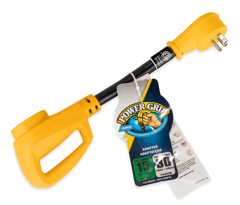 Camco 90-degree heads simplify hookups in tight spaces.