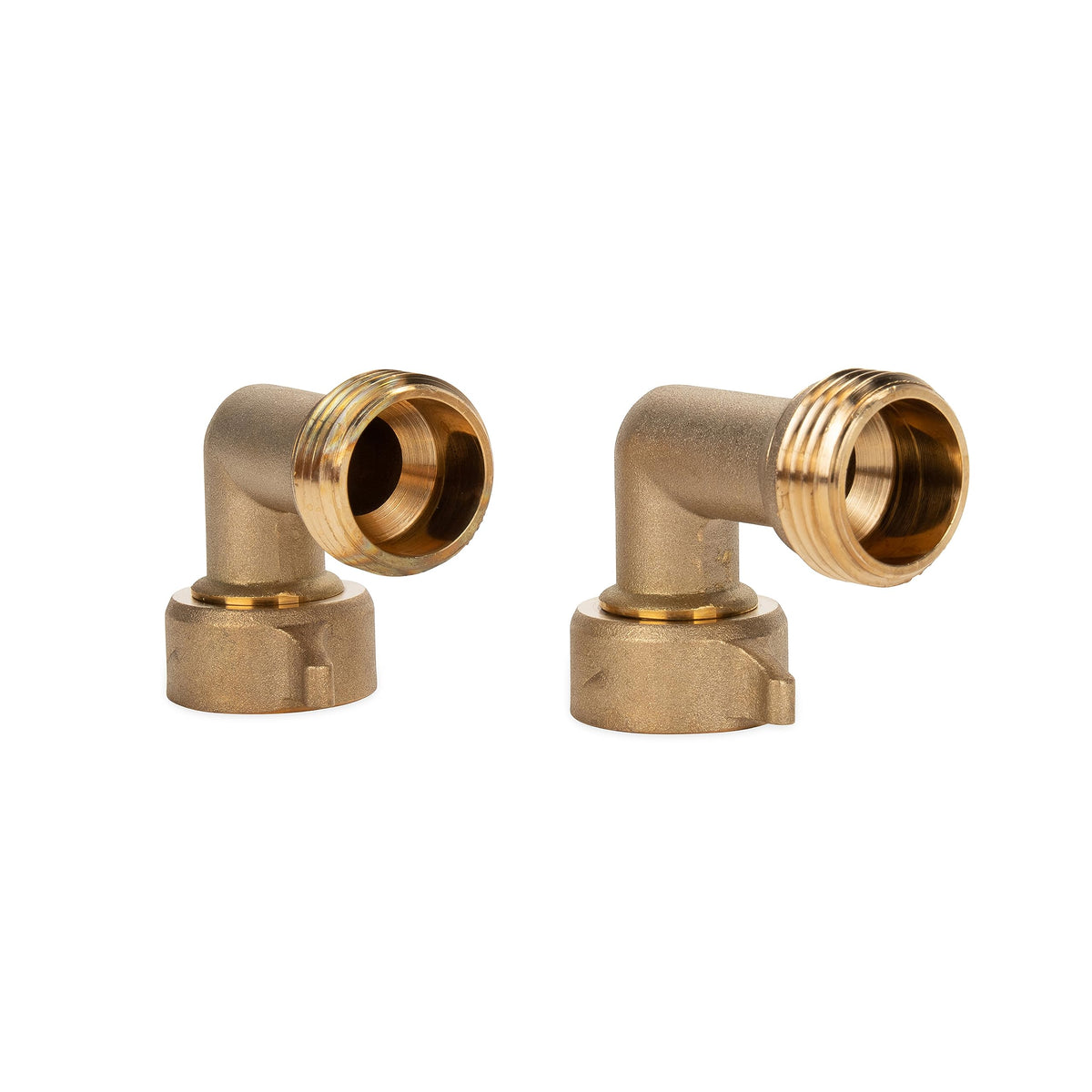 Camco 90-degree hose elbow with gripper for easy RV hookups and kink-free flow.