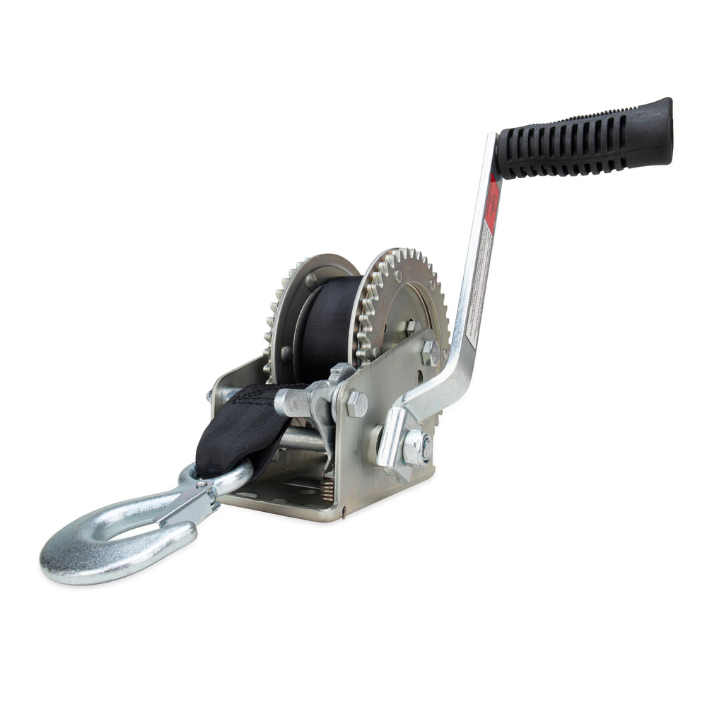 Camco boat winch comfort grip handle in action for easy cranking