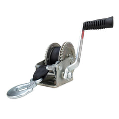 Camco boat winch comfort grip handle in action for easy cranking