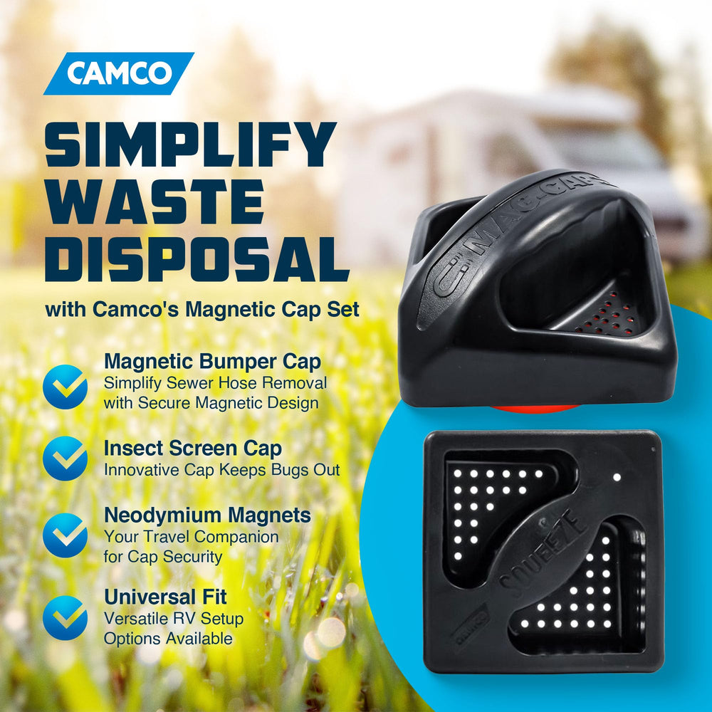 Camco bumper cap vent holes provide airflow and insect screening.