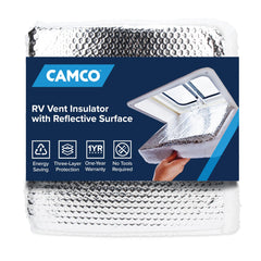 Camco vent-insulator on an RV roof blocking sun and heat.