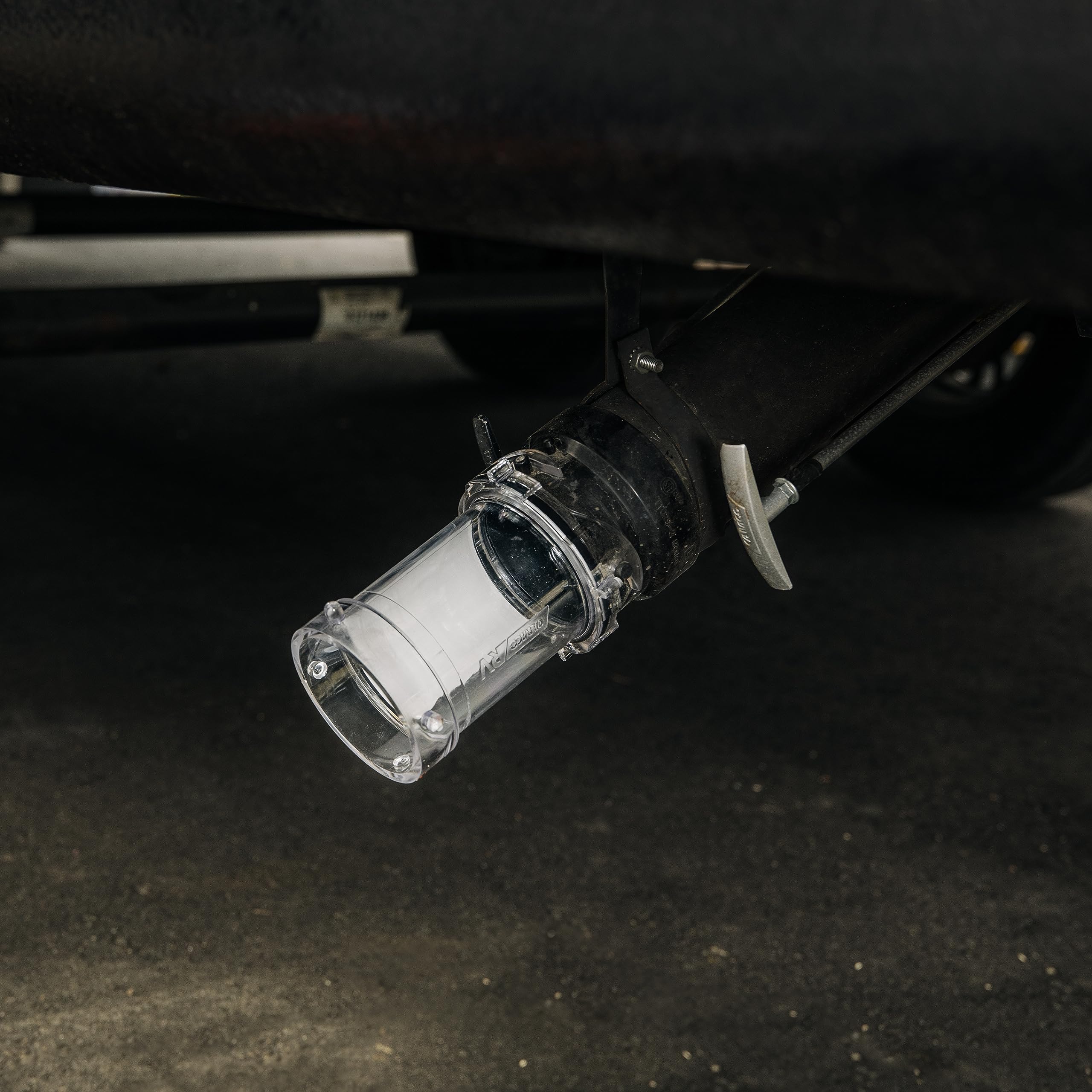 Camco Clear RV sewer hose extender flow view through the clear design for rinse visibility