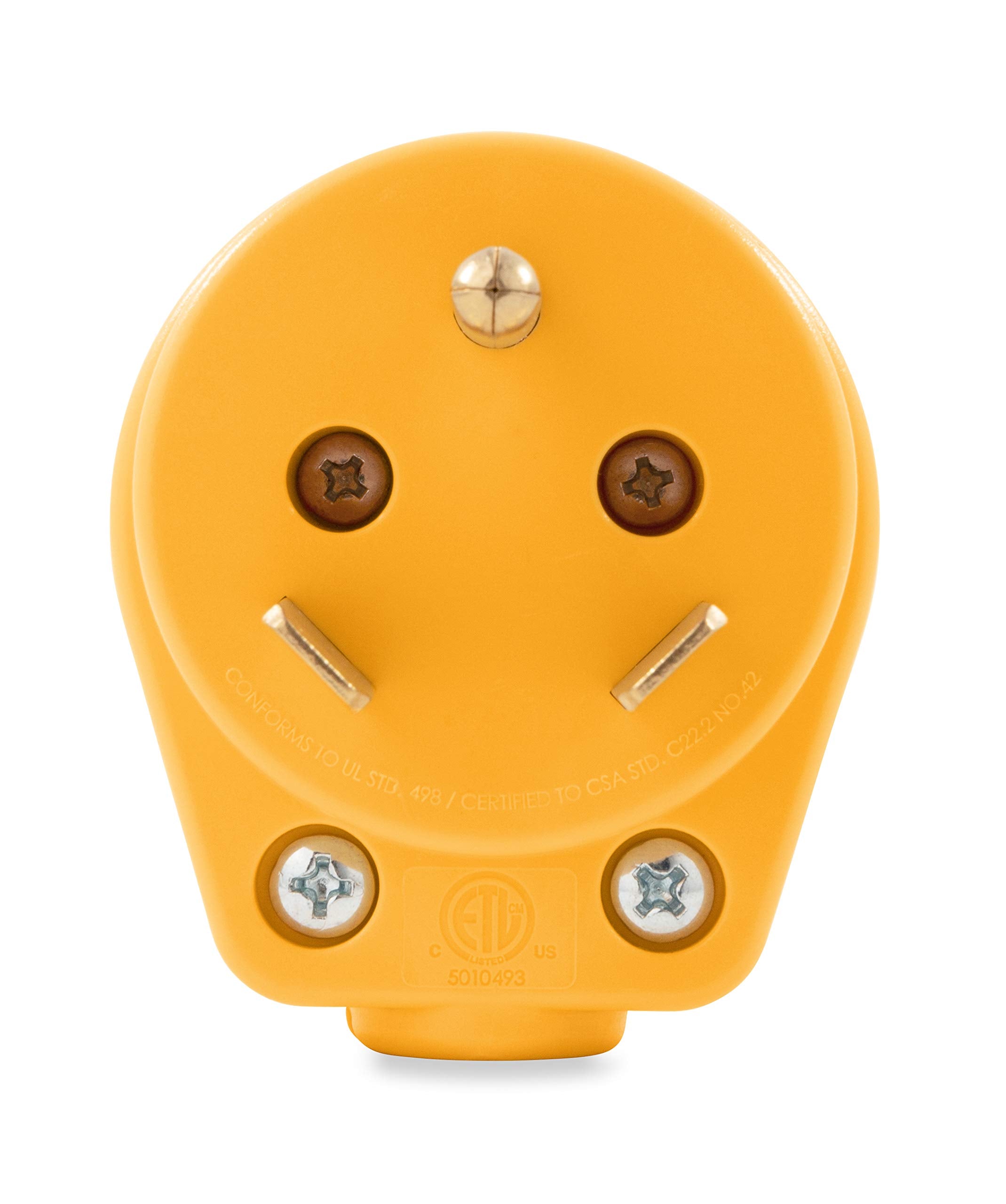 Camco compact plug tucked inside cable hatch during travel for secure storage.