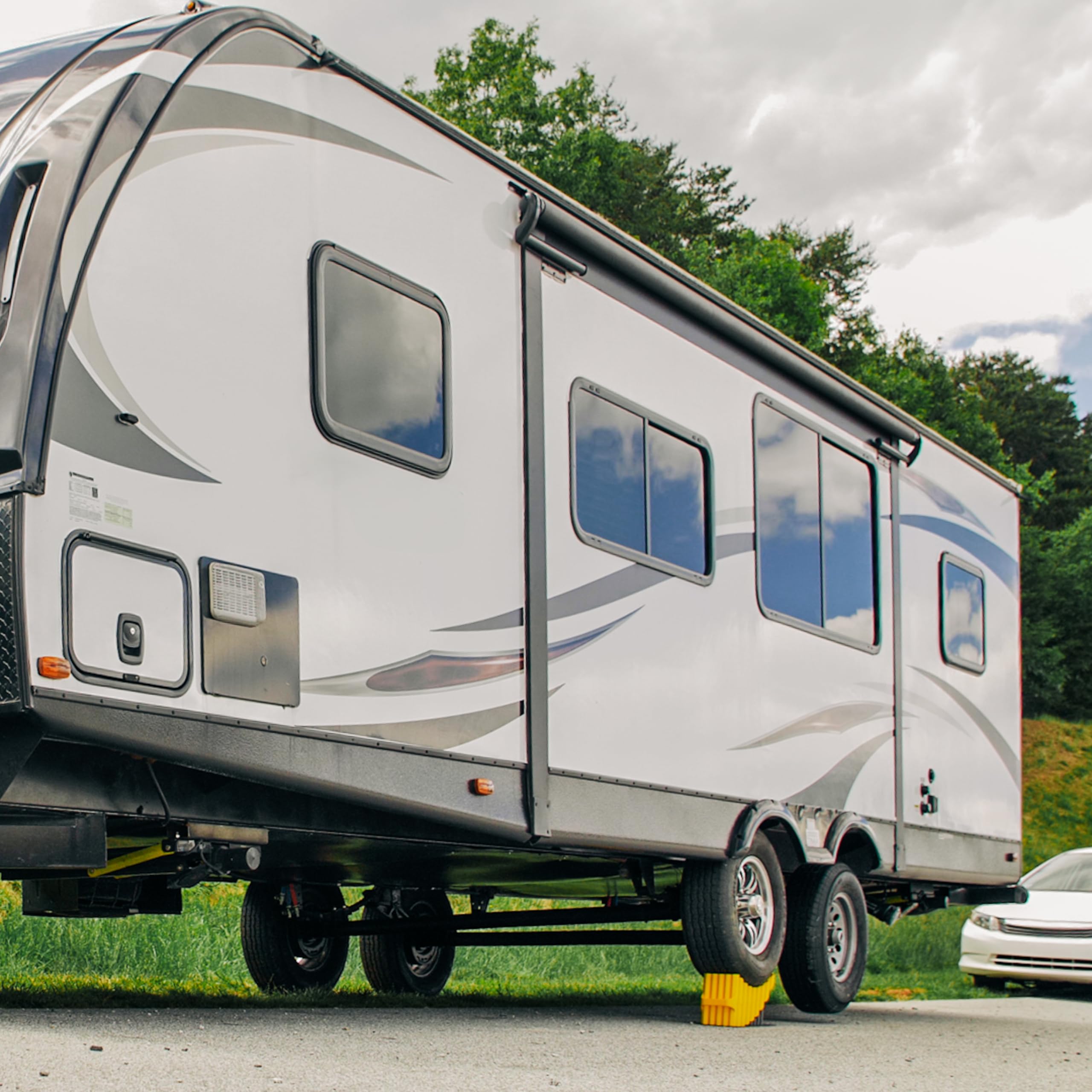 Camco Curved Trailer-Aid lightweight and portable for RV use.