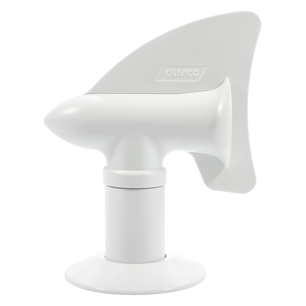 Camco Cyclone-white-vent shows a clean, space-saving vent attachment