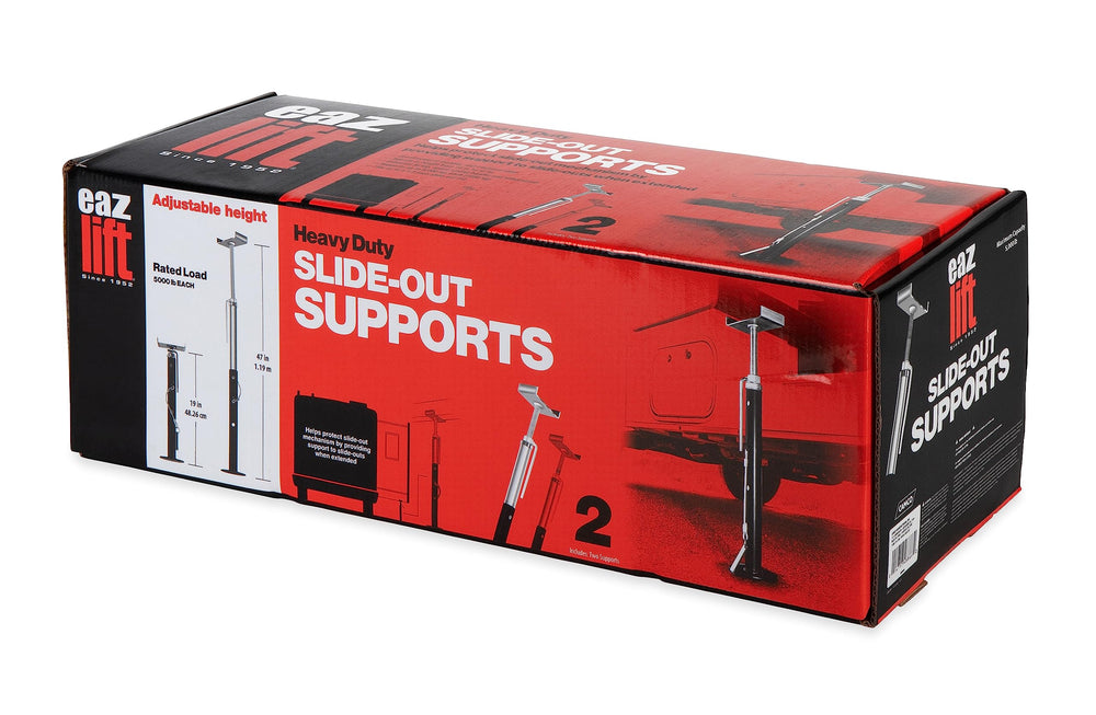 Camco Eaz-Lift set of two installed on RV slide-out ensures balanced support.