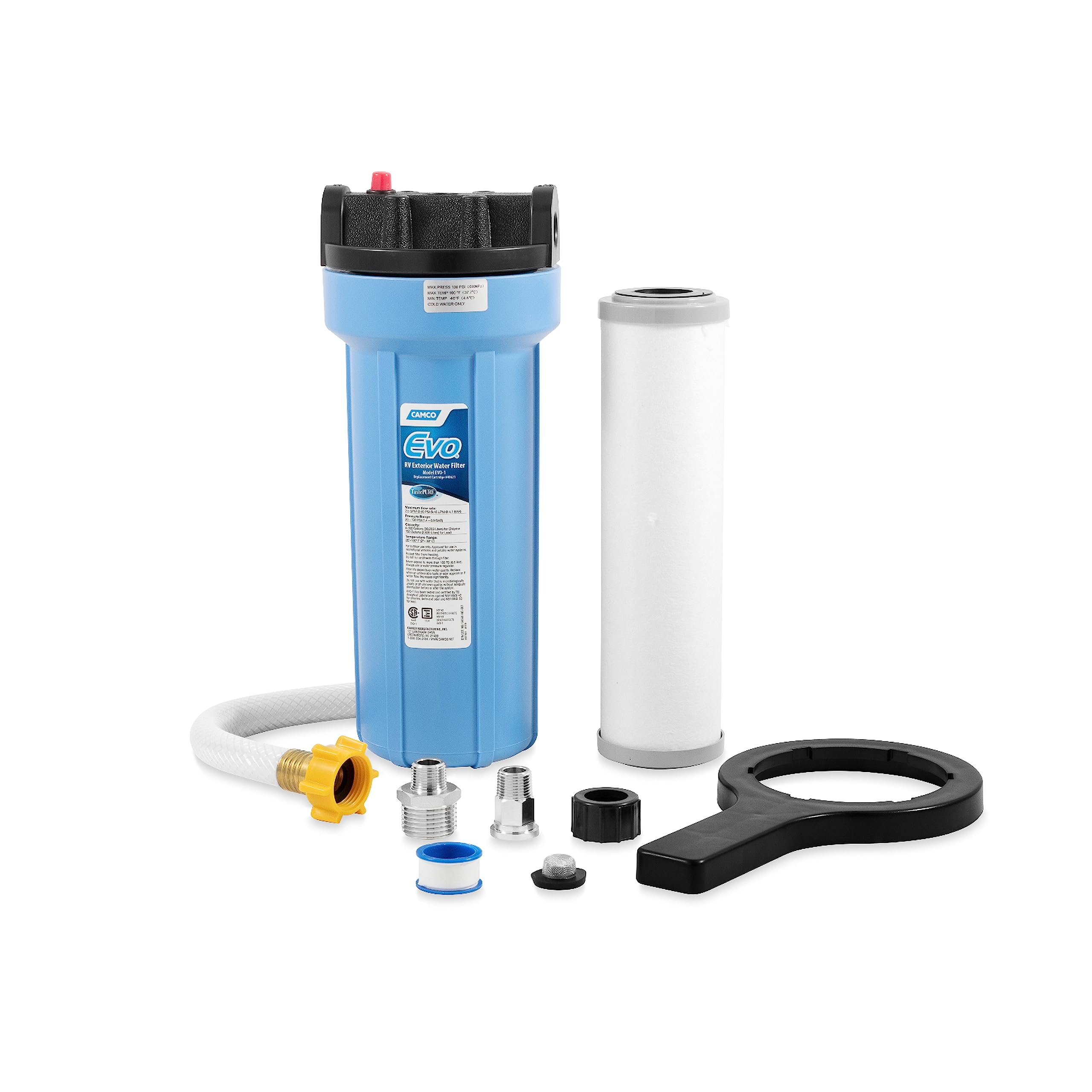 Premium cartridge 40621 for Camco Evo inline filtration.