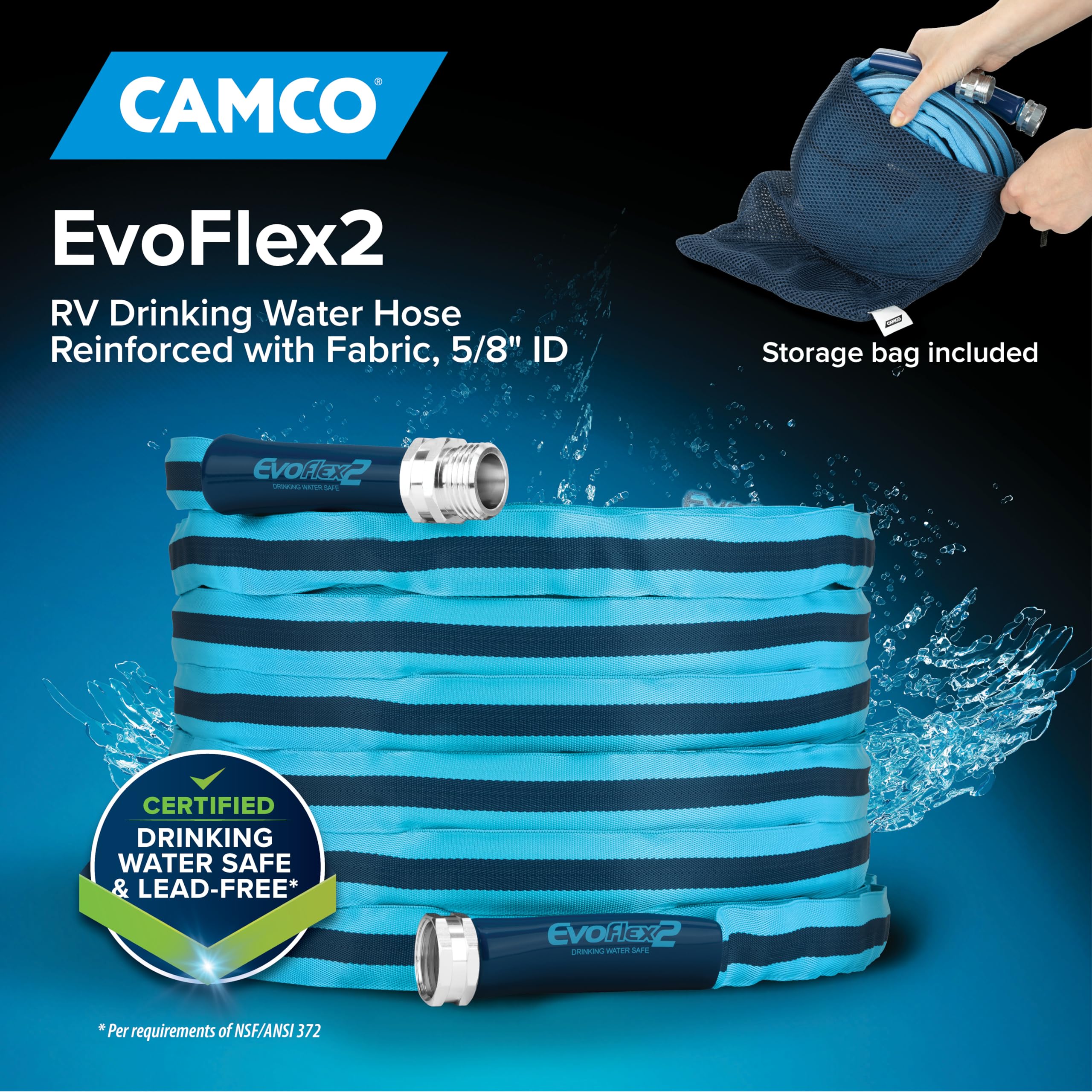 Camco EvoFlex2 aluminum fittings close-up for secure connections