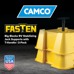 Camco FasTen RV Big Block nesting design shows easy storage after use.