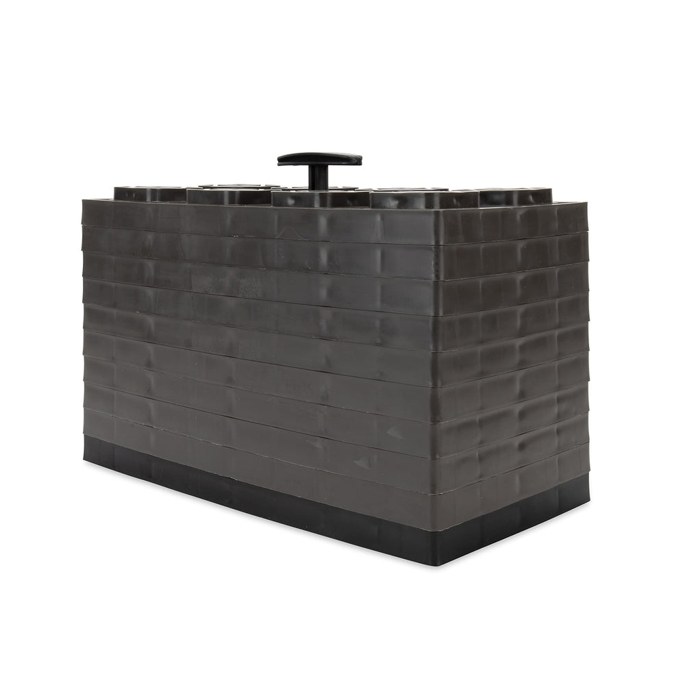 Camco FasTen RV leveling blocks with interlocking design for customizable height.