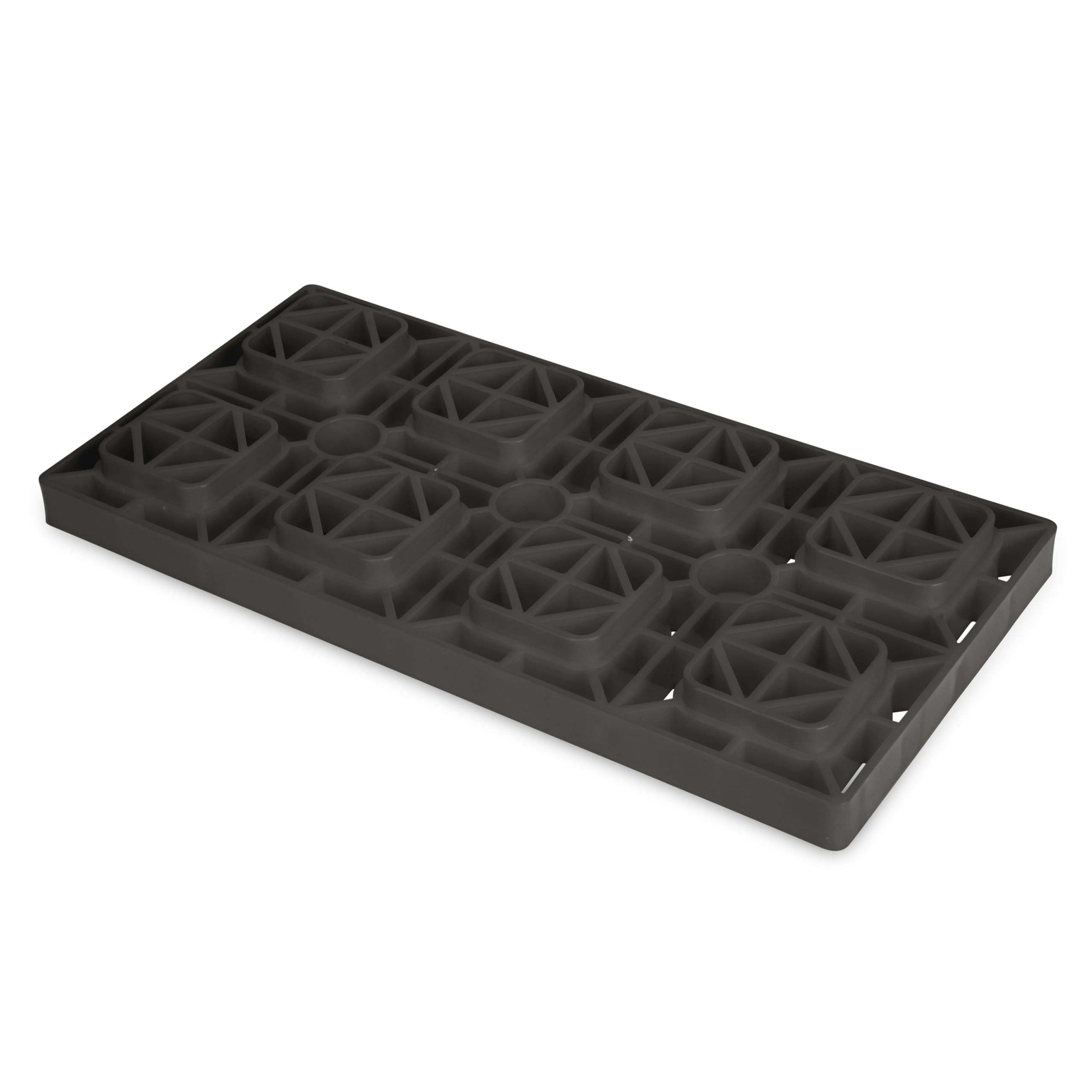 Camco FasTen blocks measure 17 by 8.5 by 1 inches for stacked leveling.