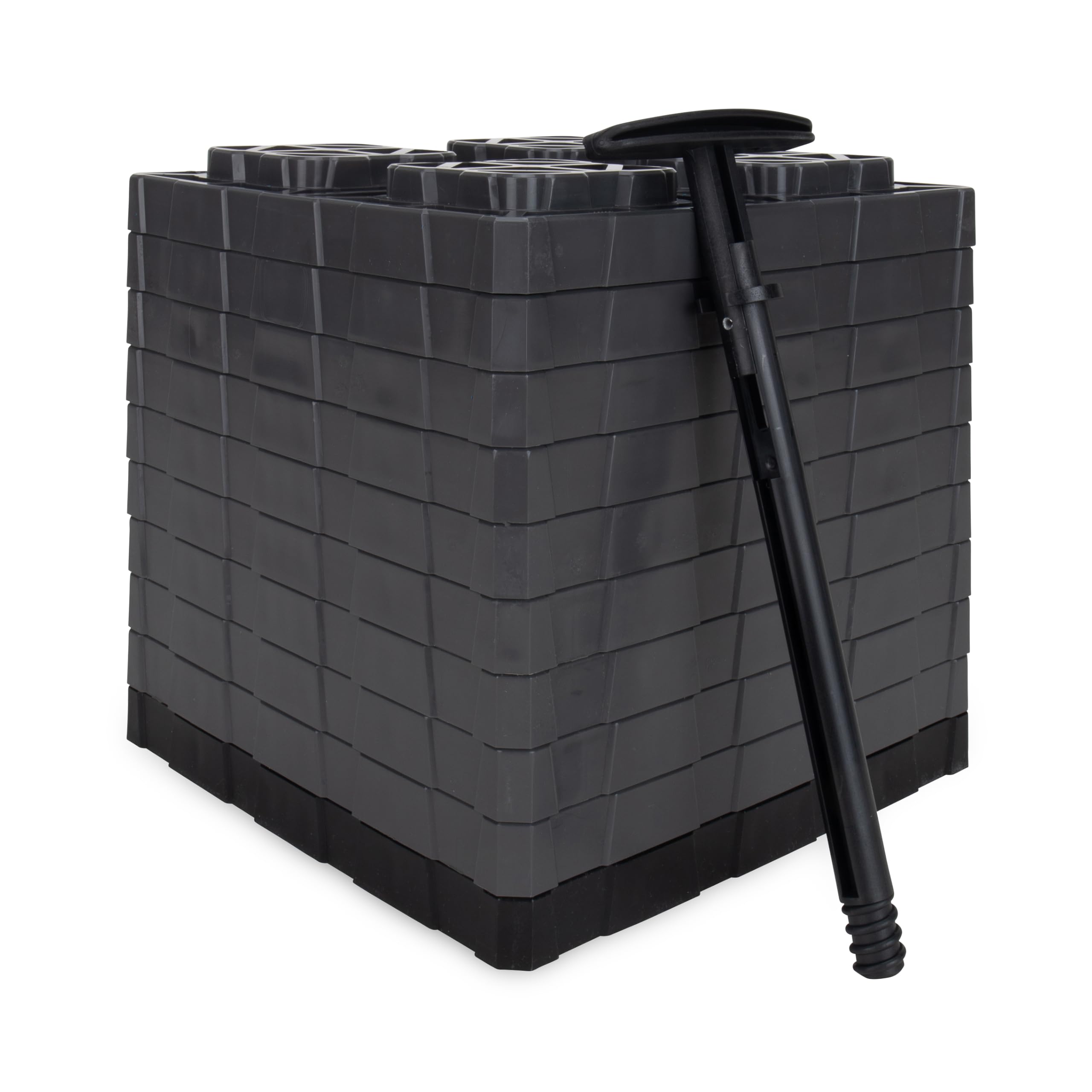 Ten-pack Camco FasTen XL leveling blocks offer flexible stacking options.