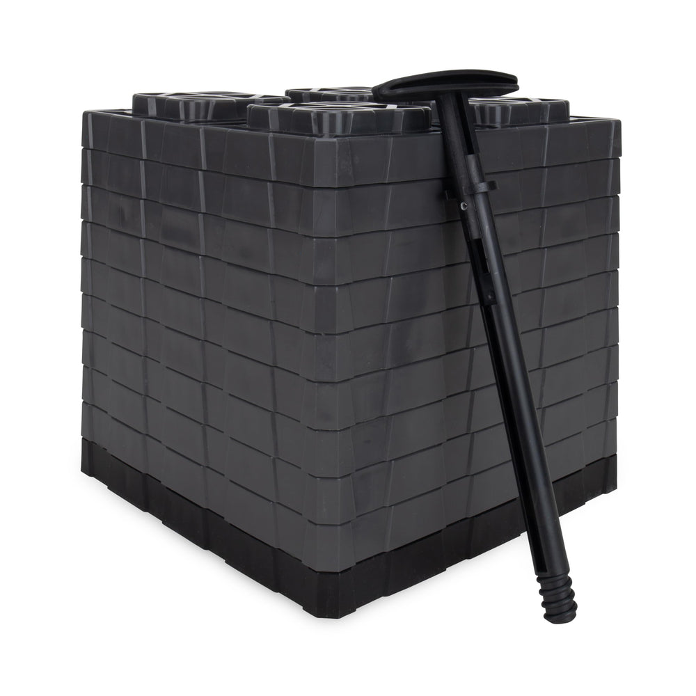 Ten-pack Camco FasTen XL leveling blocks offer flexible stacking options.