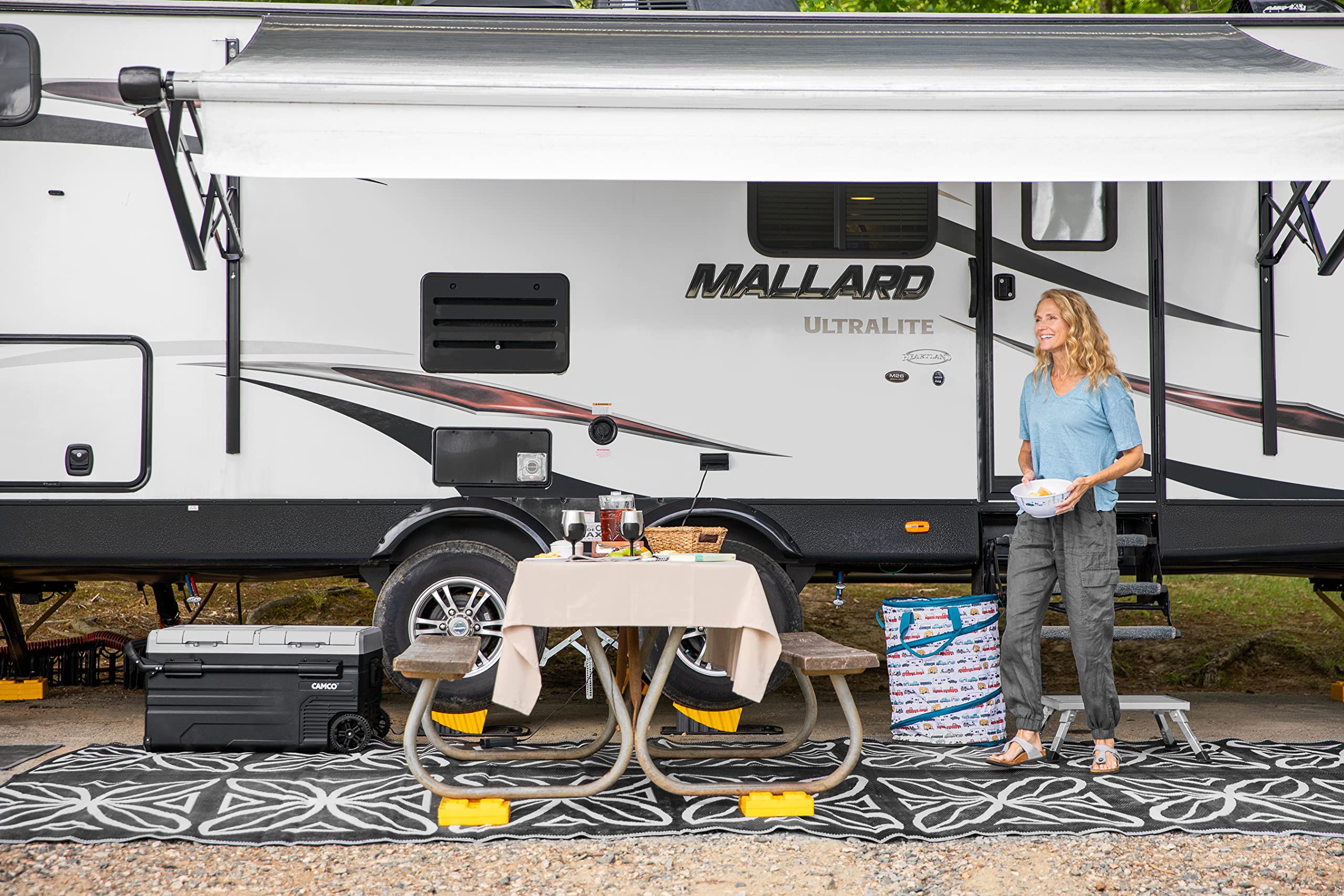 Camco leveling blocks come with a zippered storage bag for transport.
