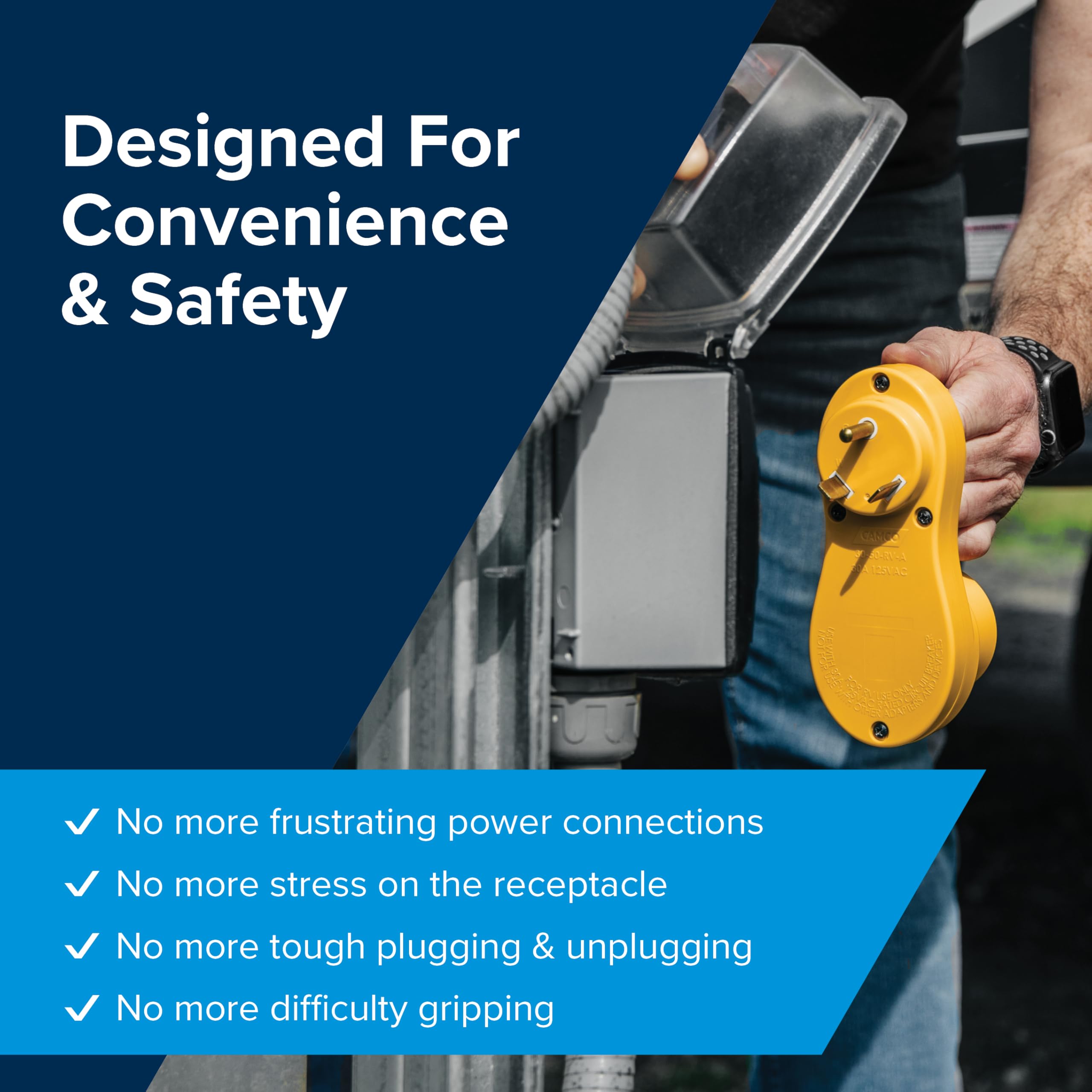 Camco Power Grip Offset Adapter - power connection made easy.