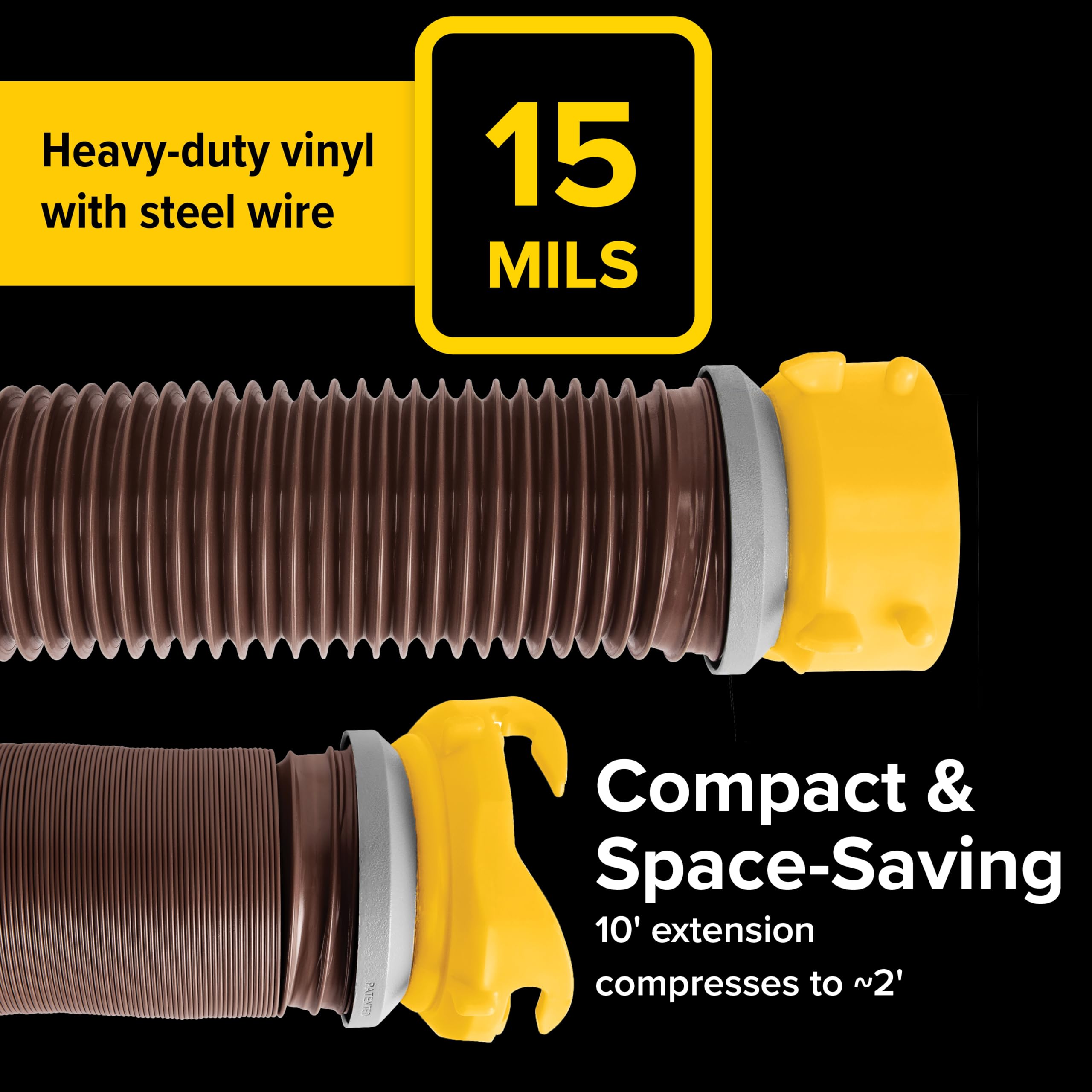 Camco Revolution wire guards protect hands during hose handling.