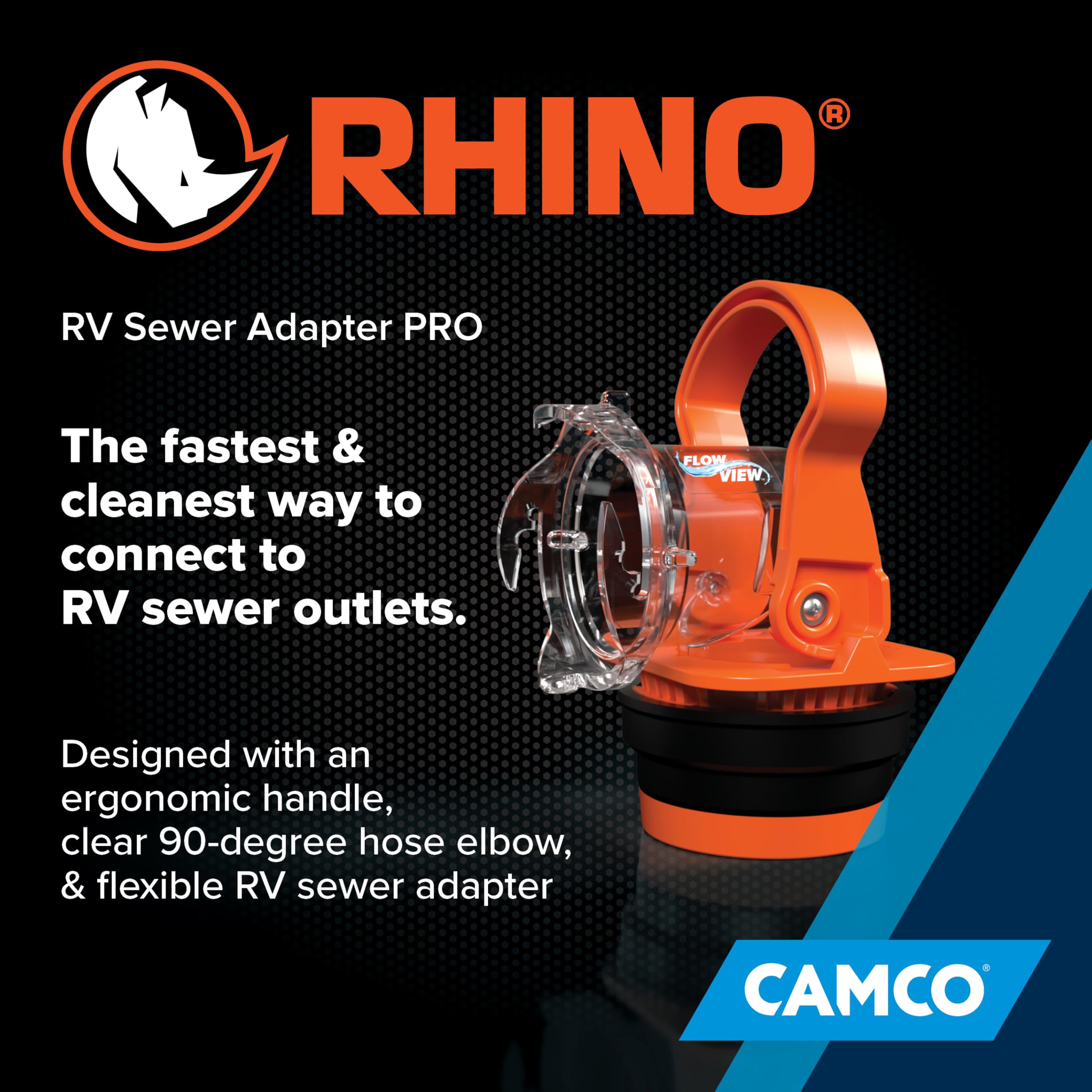 Camco Rhino RV Sewer Adapter PRO works with damaged or threadless pipes