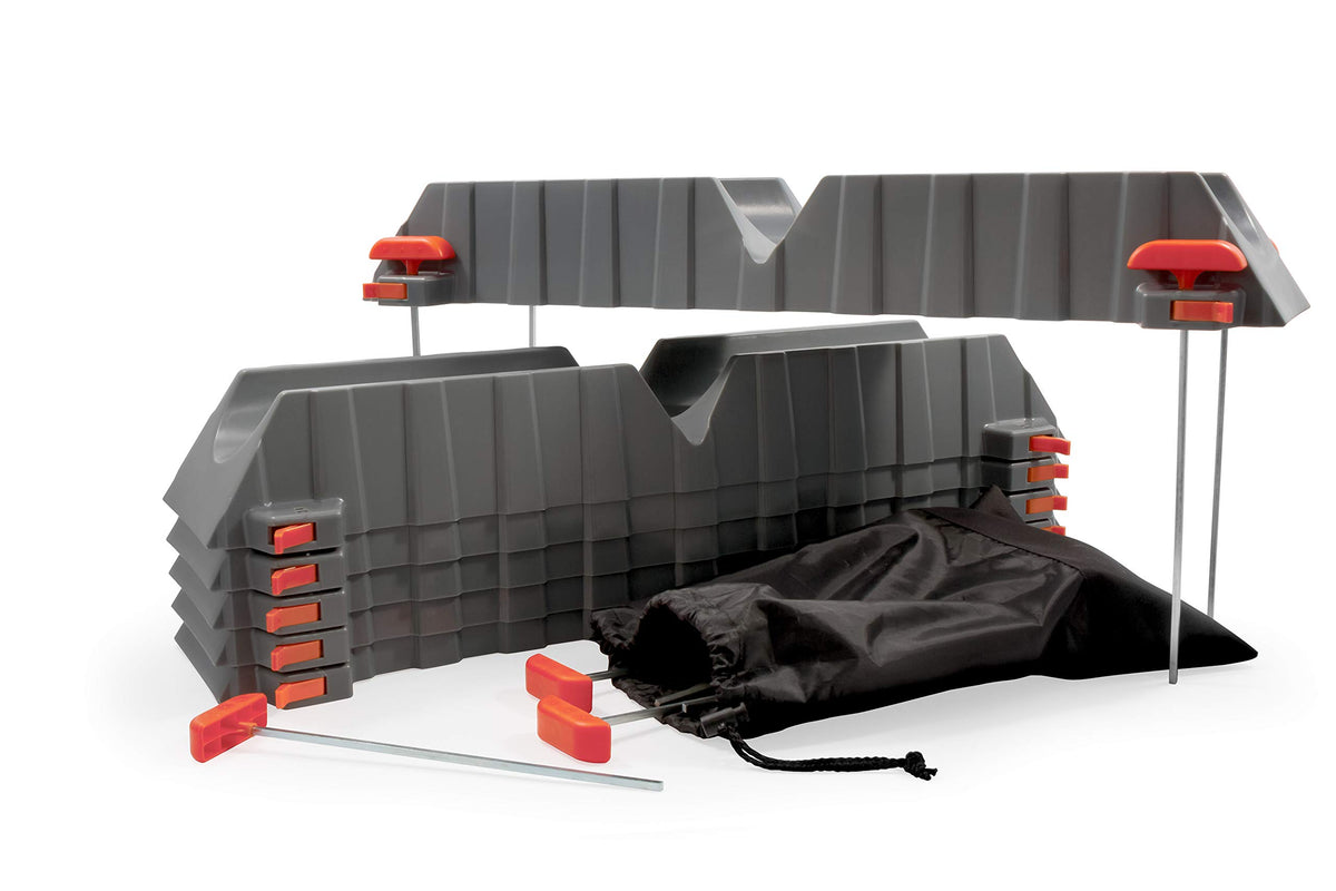 Camco Rhino RV sewer hose support with six troughs keeps hose in place for smooth downhill flow