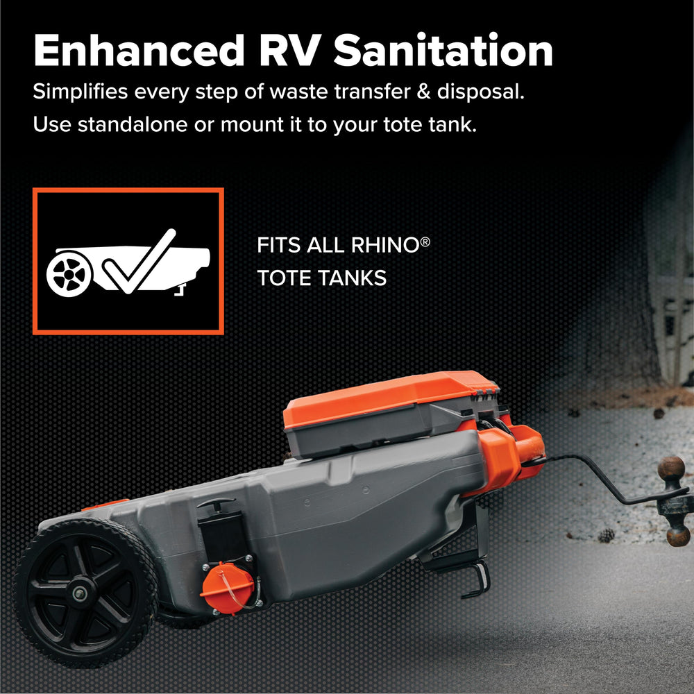 Camco Rhino Tote Tank Tough-Pack hose compartment enables easy transport