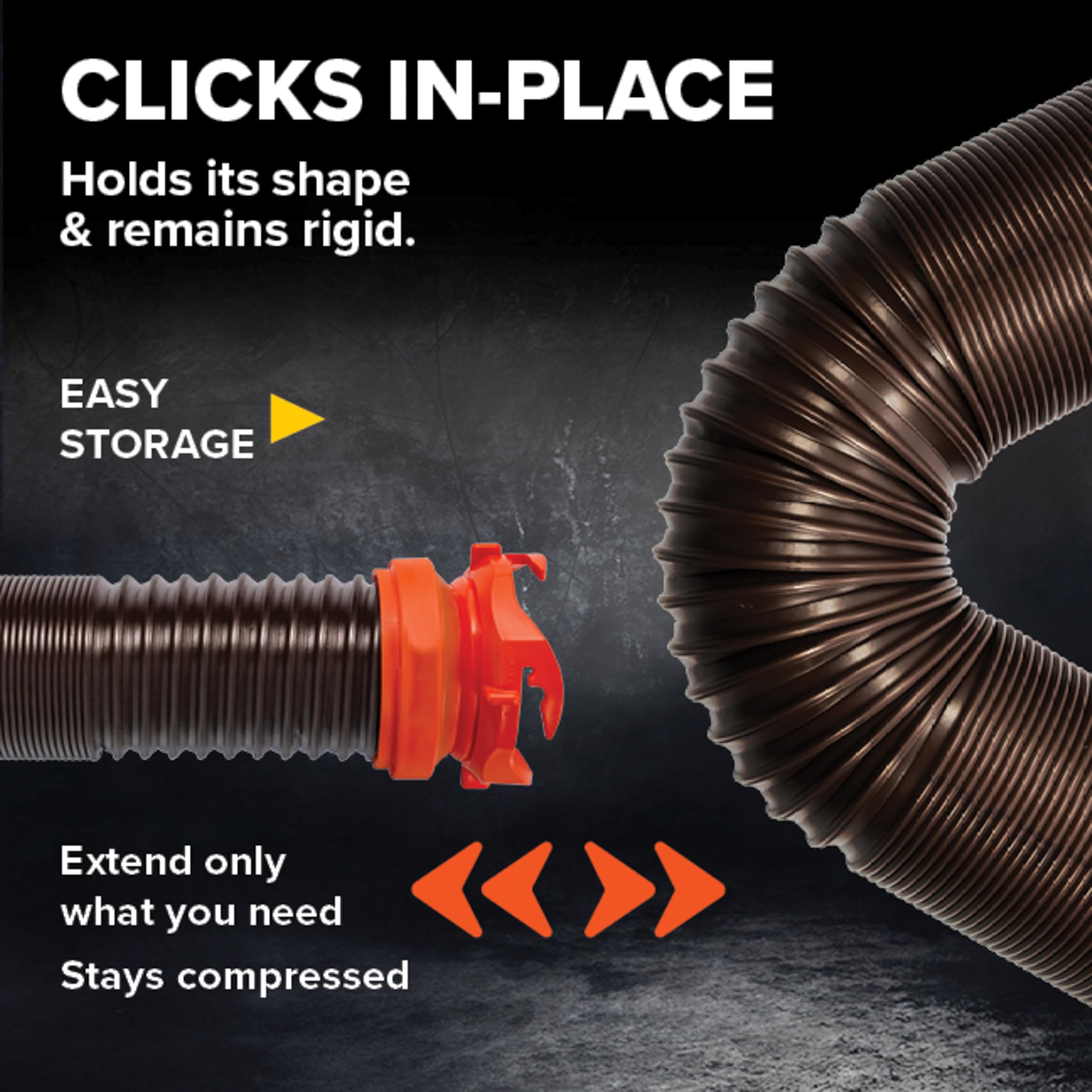 Camco RhinoFLEX 4-in-1 adapter fits multiple pipe standards for secure connections.