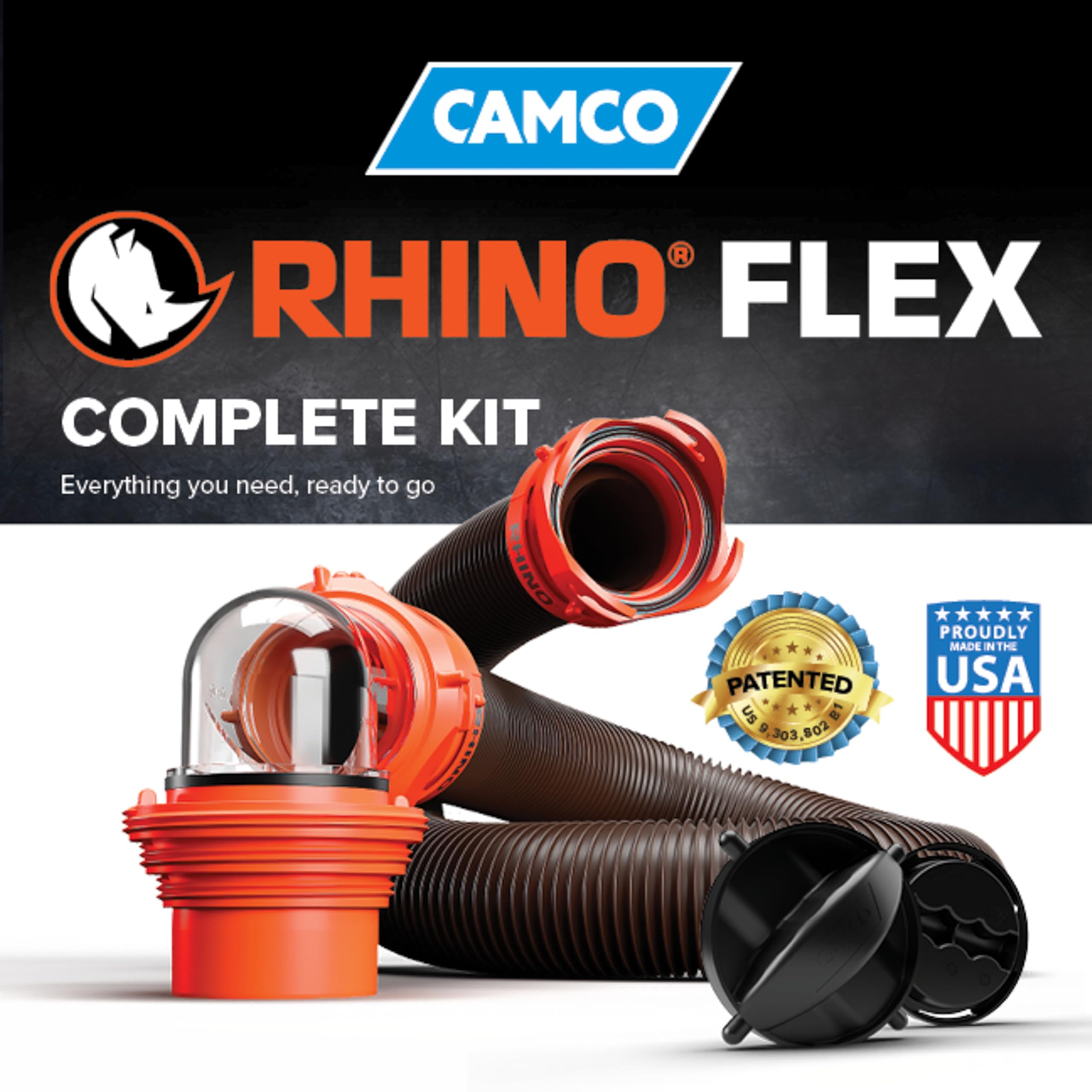 Camco RhinoFLEX Made in the USA ensures durable, trusted performance.
