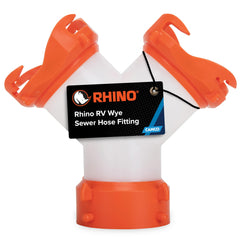 Camco RhinoFLEX Wye with swivel ends for easy setup and secure two-hose connection.