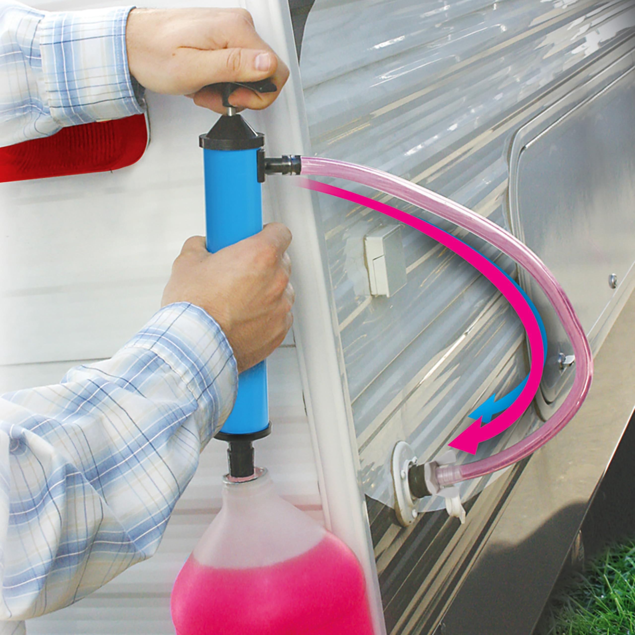 Camco inlet and flexible outlet tubes connect for RV winterizing