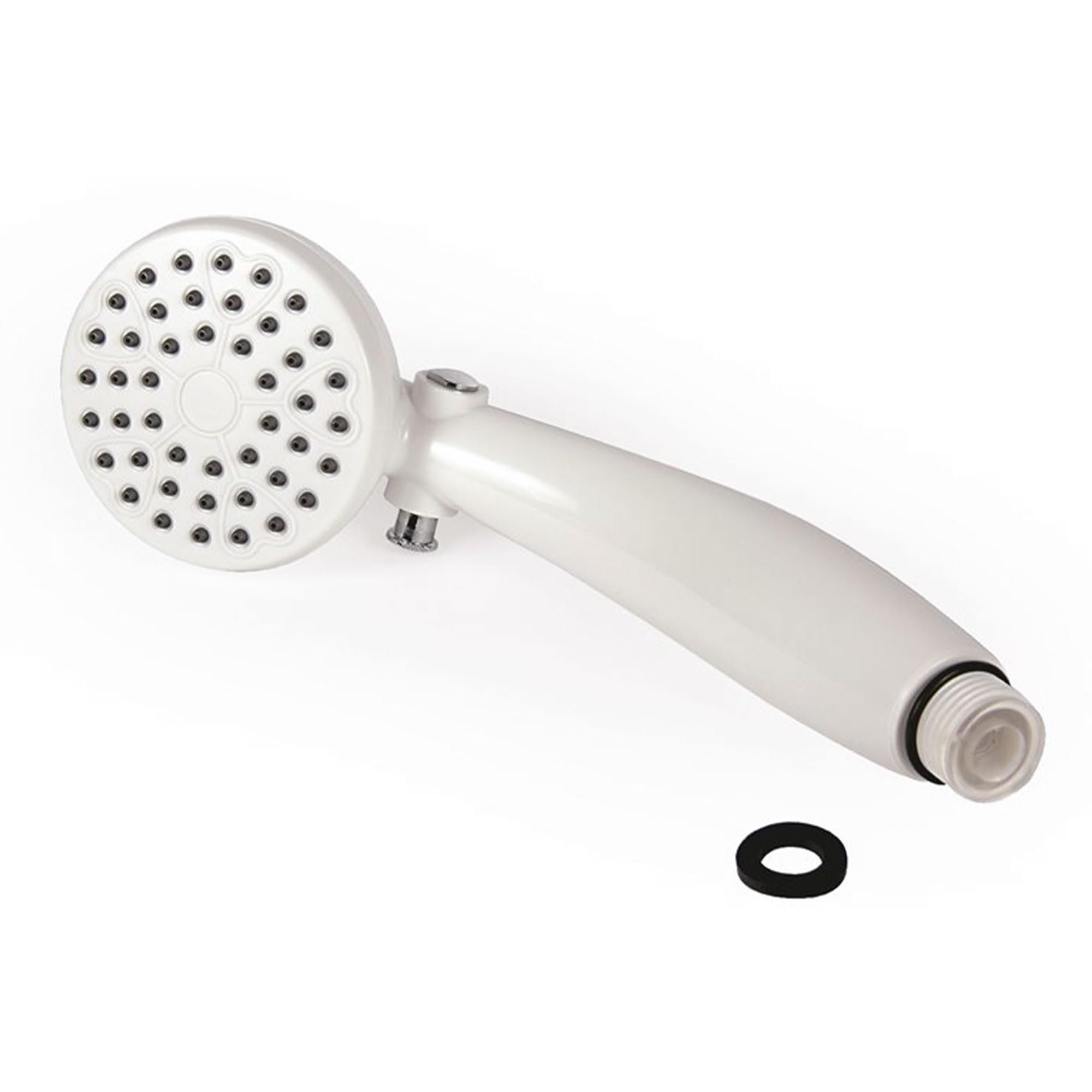 Camco RV outdoor shower head white splash, ideal for rinsing sandy feet outdoors
