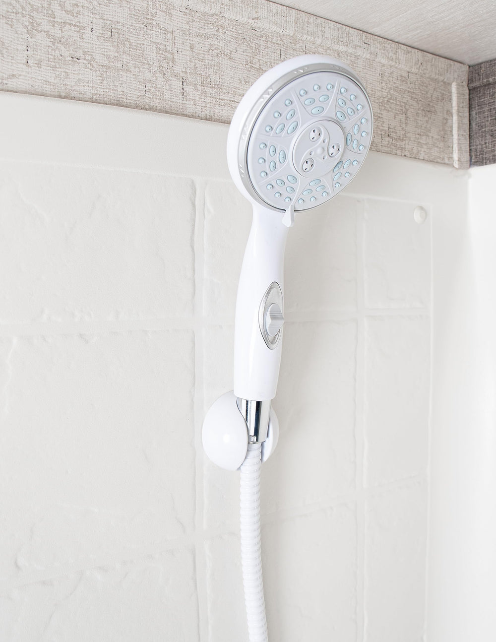 Camco RV shower head five patterns chart demonstrates spray options.