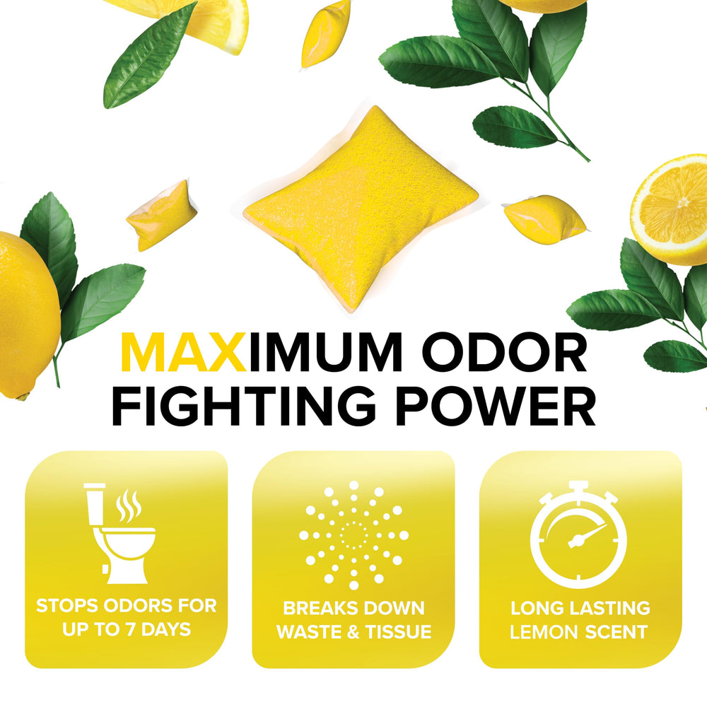 Applying Camco TST MAX drops to break down waste and reduce clogs