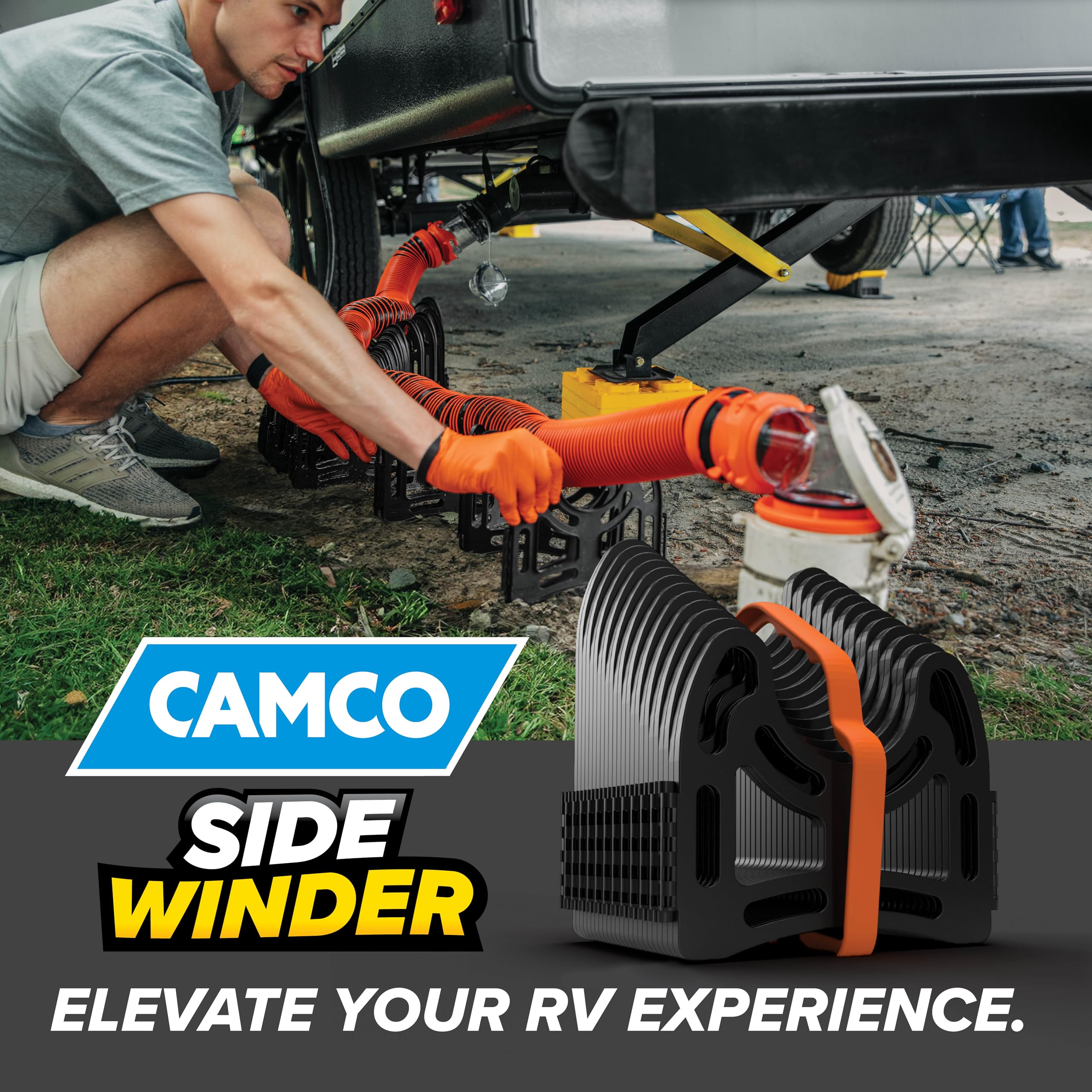 Camco Sidewinder carry handle enables easy transport between sites