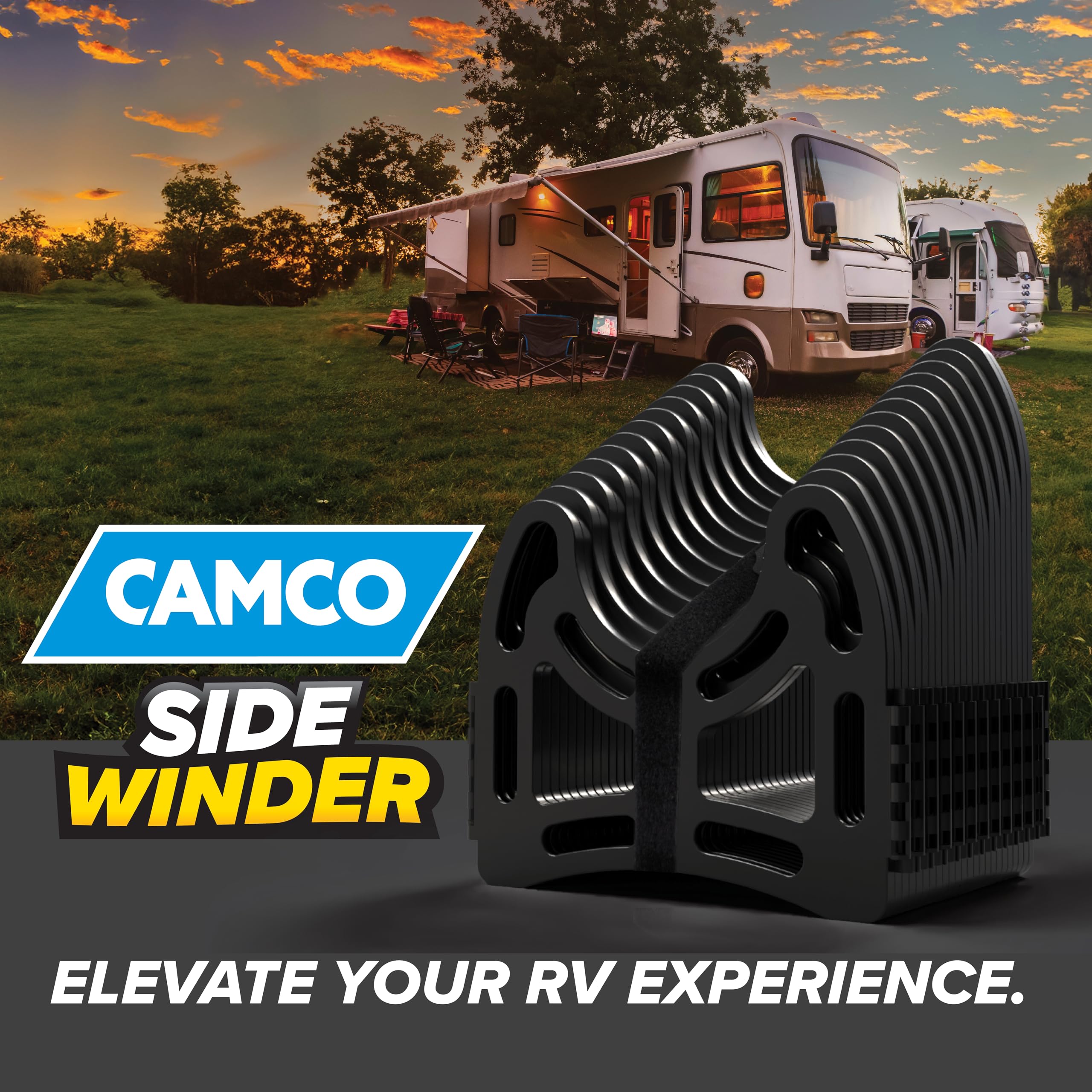Camco Sidewinder in use at a campsite for hassle-free dumping.