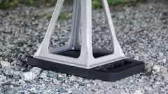 Camco Flex Pad on uneven terrain helps prevent sinking and wobble.