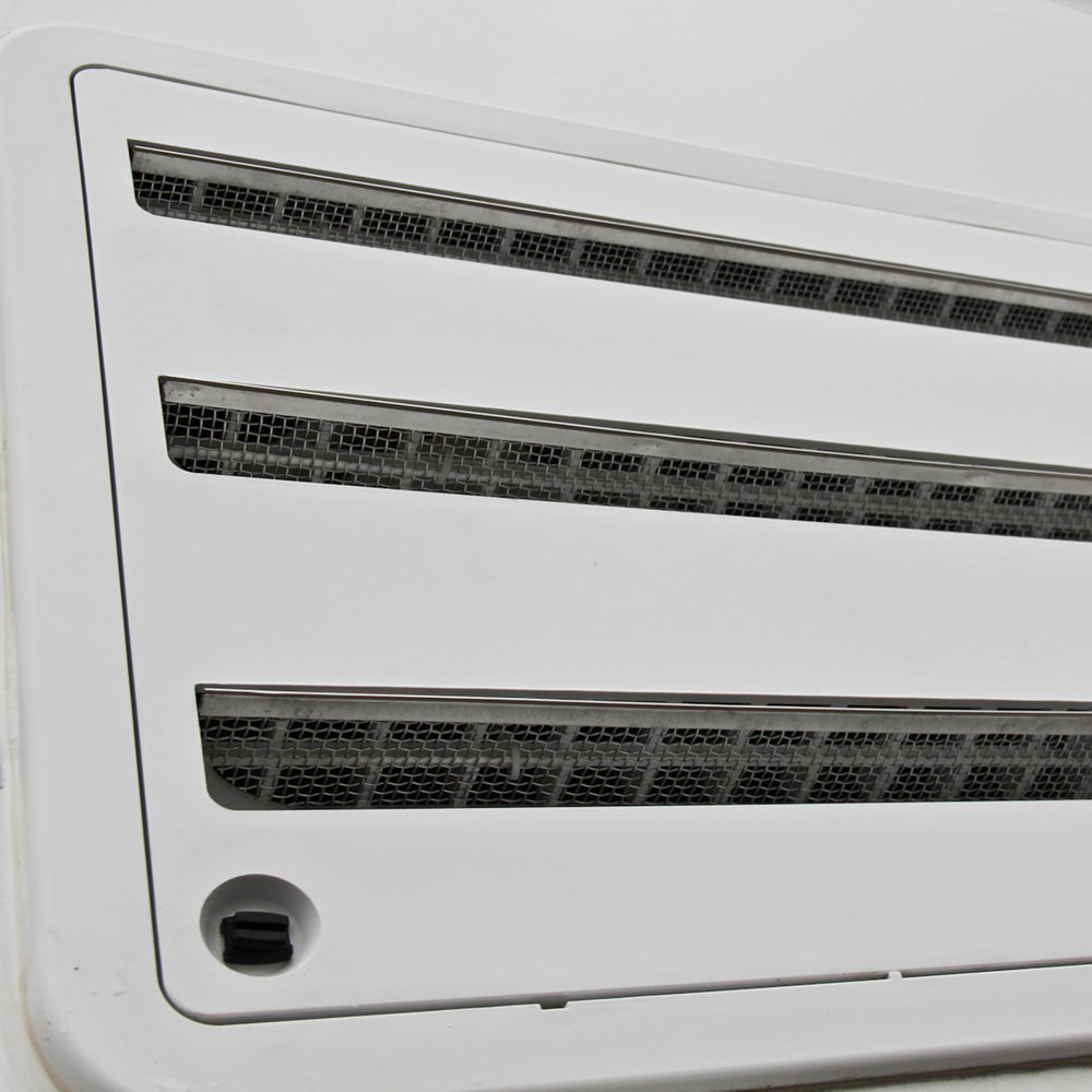 Stainless steel mesh resists weather while preserving ventilation.