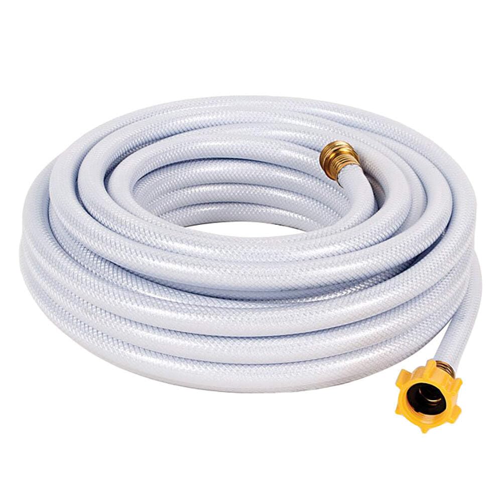 Camco TastePURE 25ft RV drinking hose for reliable potable water on trips.