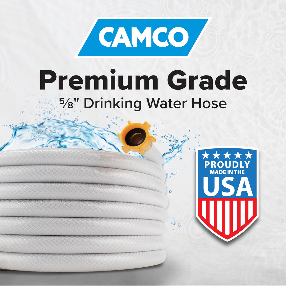 Camco TastePURE hose kink-resistance in use for smooth flow