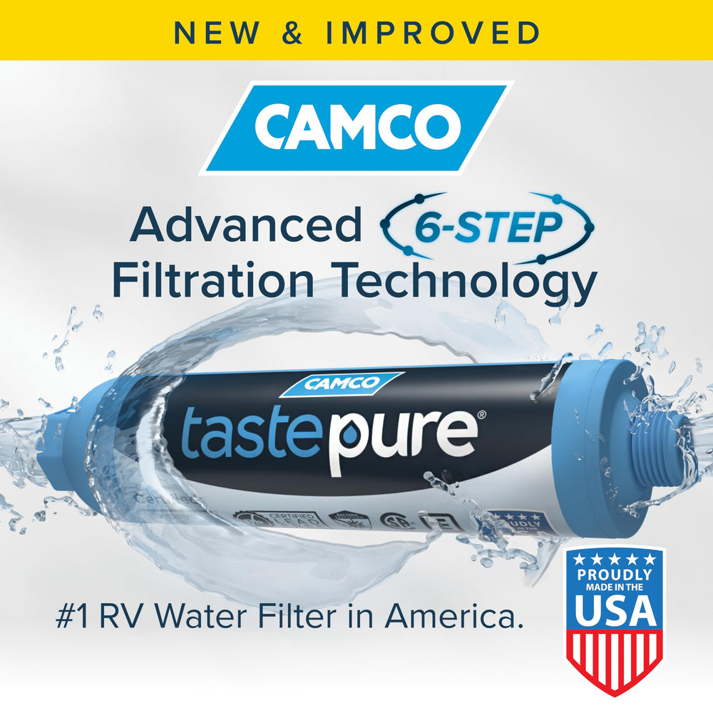Camco Tastepure Hex-Flow technology enhances taste during camping.