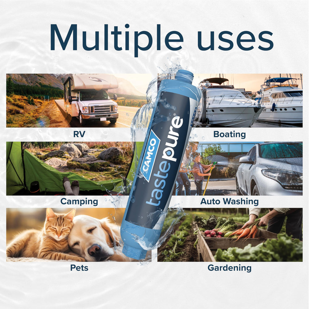 Camco Tastepure high-flow design delivers water quickly at camp.