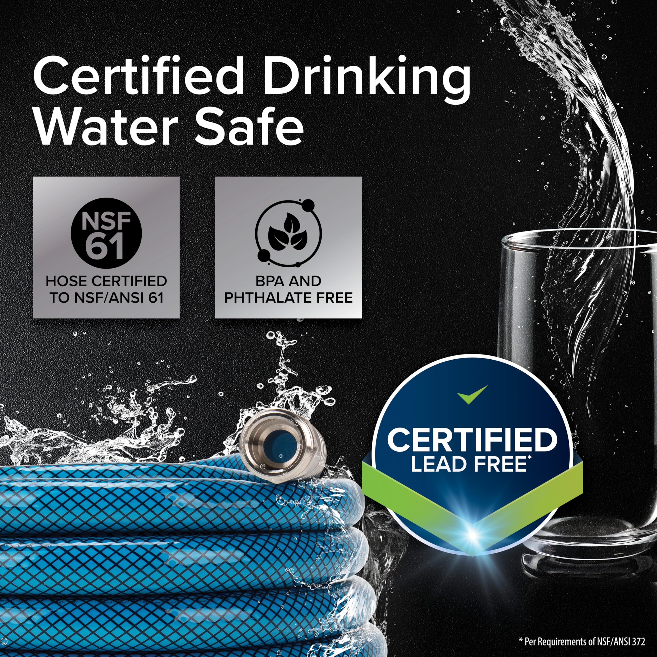 Camco TastePURE strain-relief ends prevent hose wear during setup