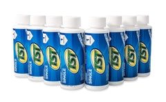 Camco TST Blue enzyme bottle pouring into RV toilet to control odors.