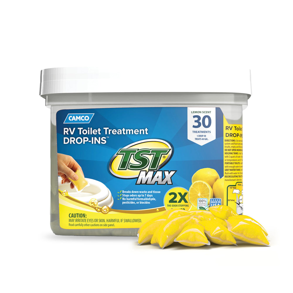 Camco TST MAX lemon drop-in pack ready for odor control on RV trips