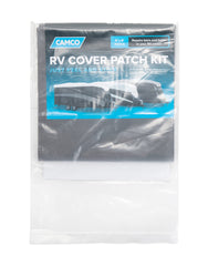 Camco ULTRAGuard patch kit easy peel-and-stick in action on RV cover.
