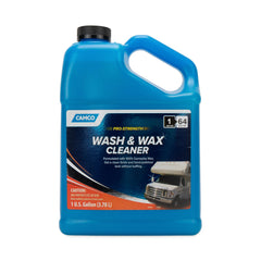 Camco Wash & Wax cleaner bottle pour for easy application and shine.