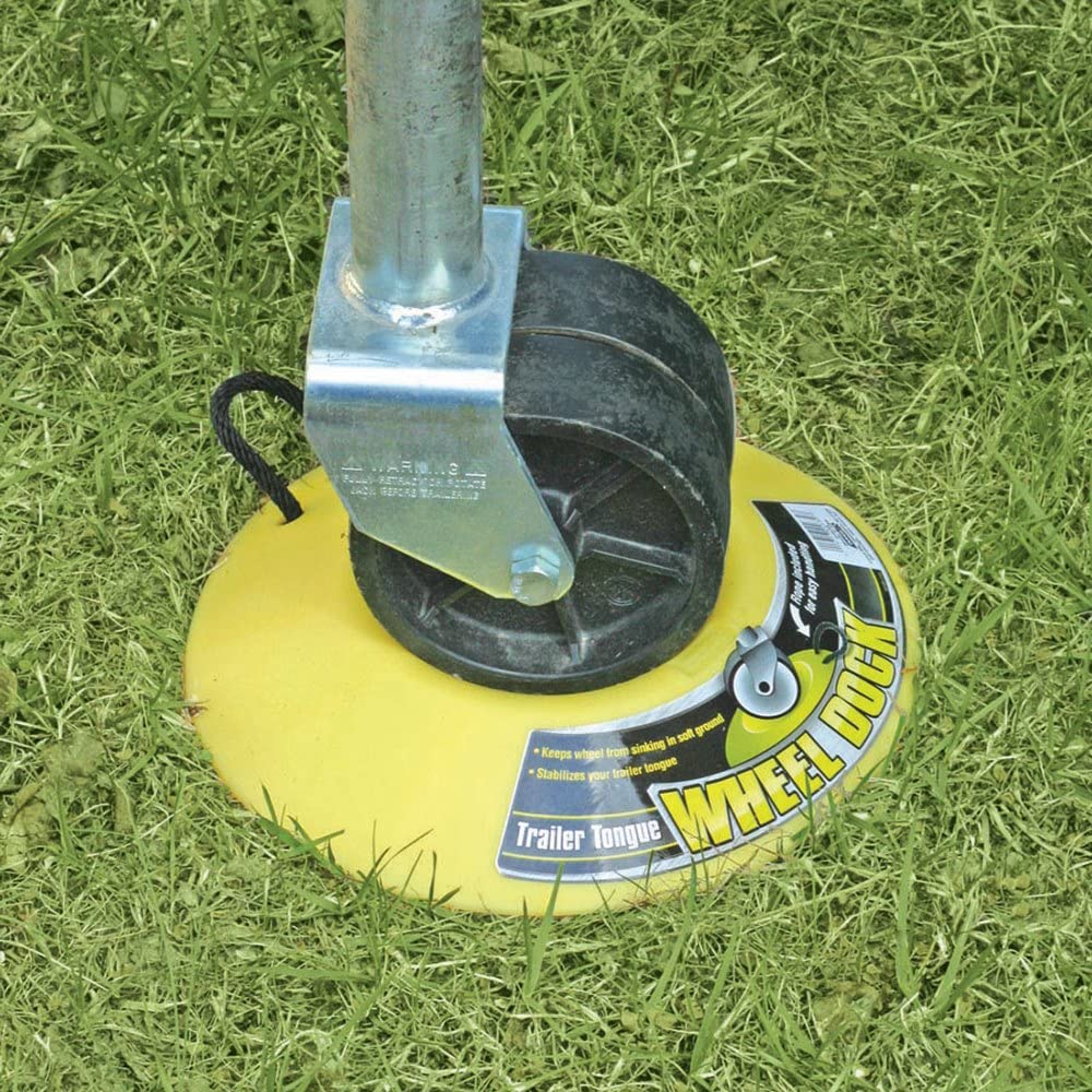 Camco wheel dock with rope handle ready for storage and easy transport