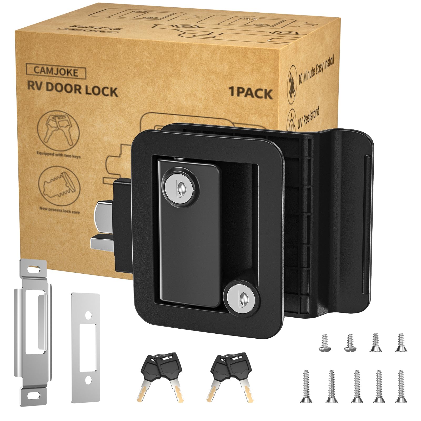 CAMJOKE RV door lock with paddle deadbolt for secure trailer access