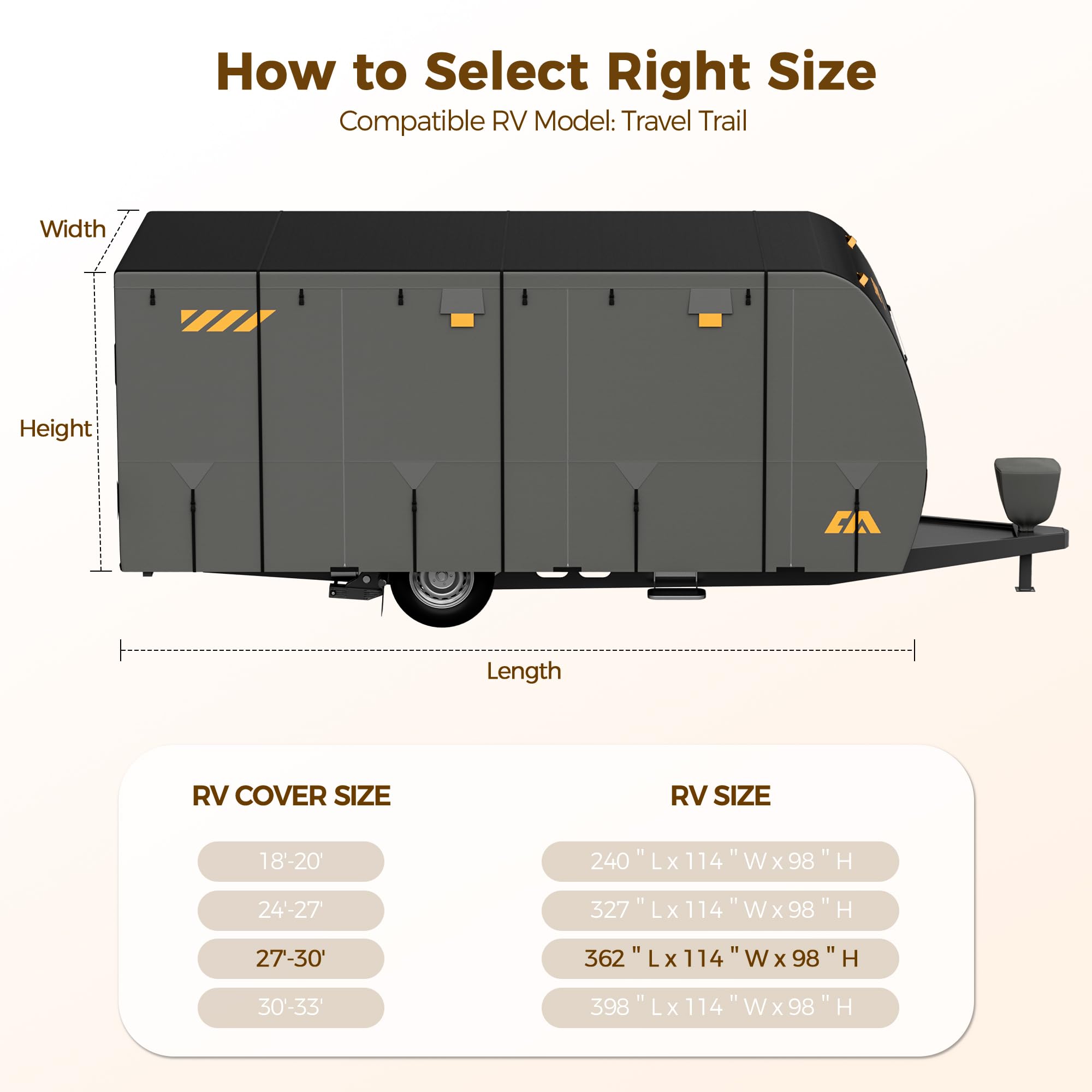CAMMOO RV Cover right-side zip panels allow quick access to interior.