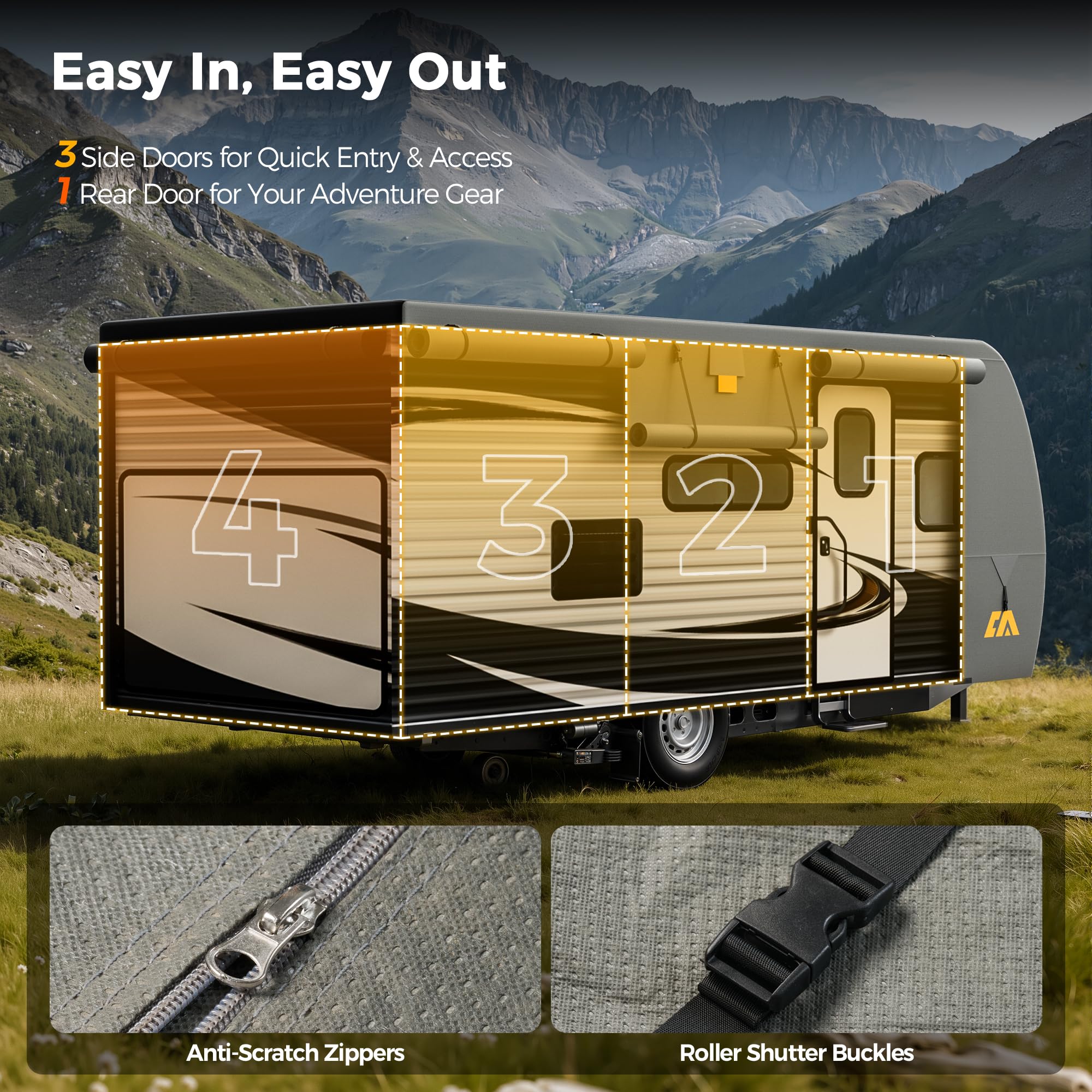 CAMMOO RV Cover storage bag keeps components organized and portable.