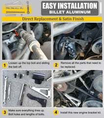 Camoo bracket installation on the front passenger side improves belt alignment.